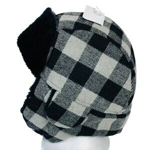 Buffalo Plaid Trapper Hat Thinsulate Insulation Winter Black Gray Checkered Flap
